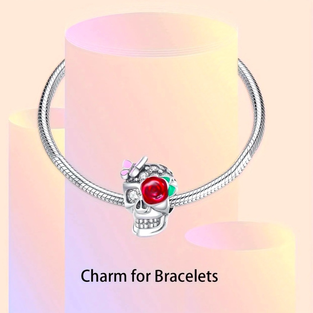 925 Skull Bracelet Charm-NEW - Picture 2 of 5